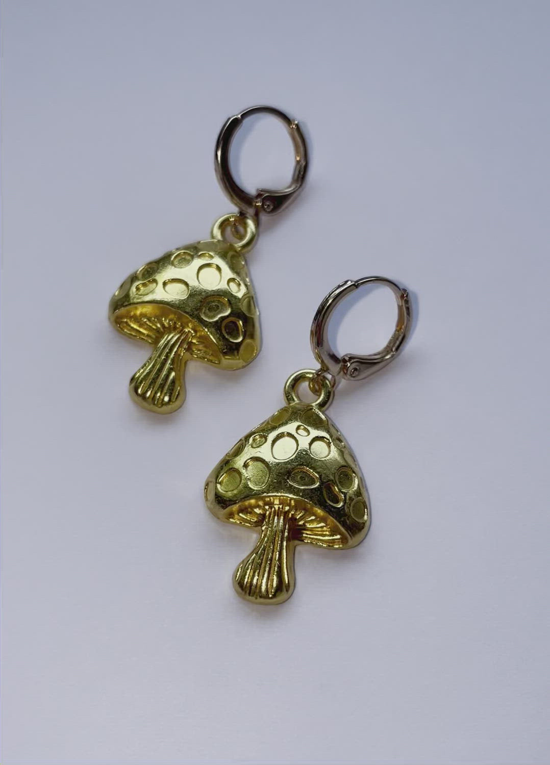 Golden Mushroom Earrings