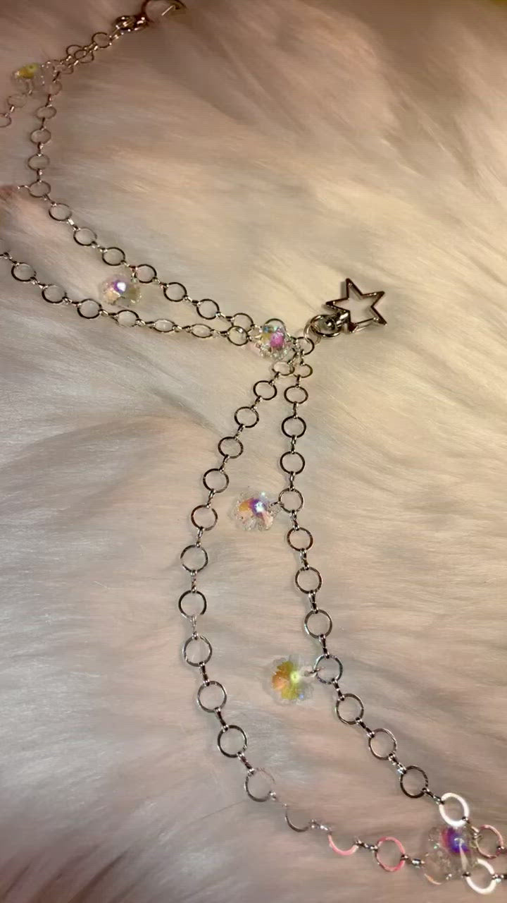 Snowflake Sparkle Body Chain ~ Light Rainbow