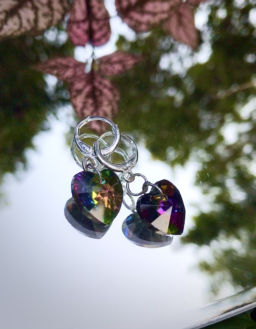 Sweetheart Earrings ~ Night Rainbow