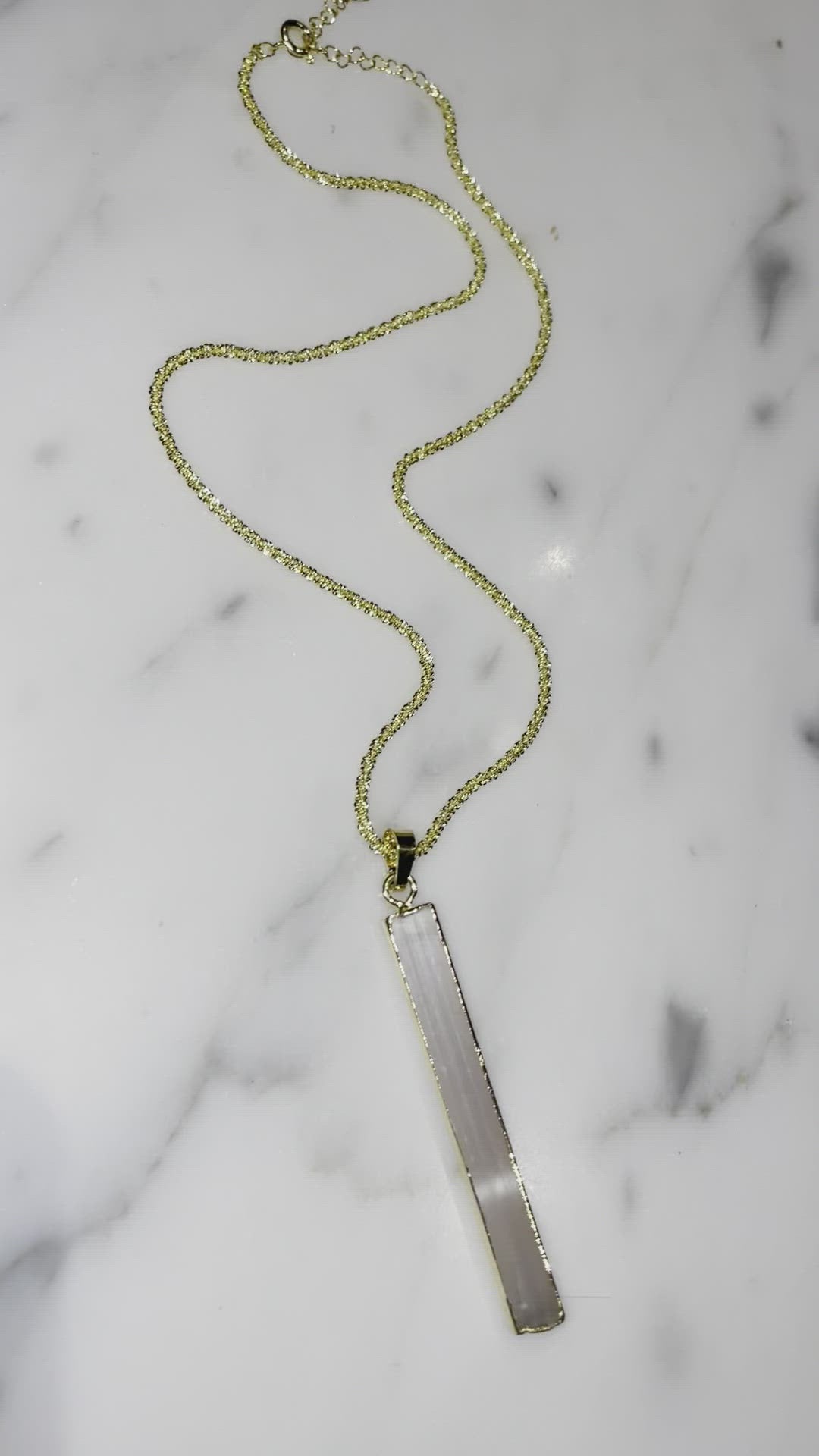 Selenite Necklace ~ Golden Sterling Chain