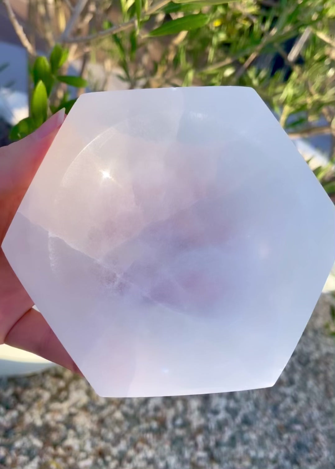 Hexagon Selenite Bowl ~ High Vibrational Cleansing