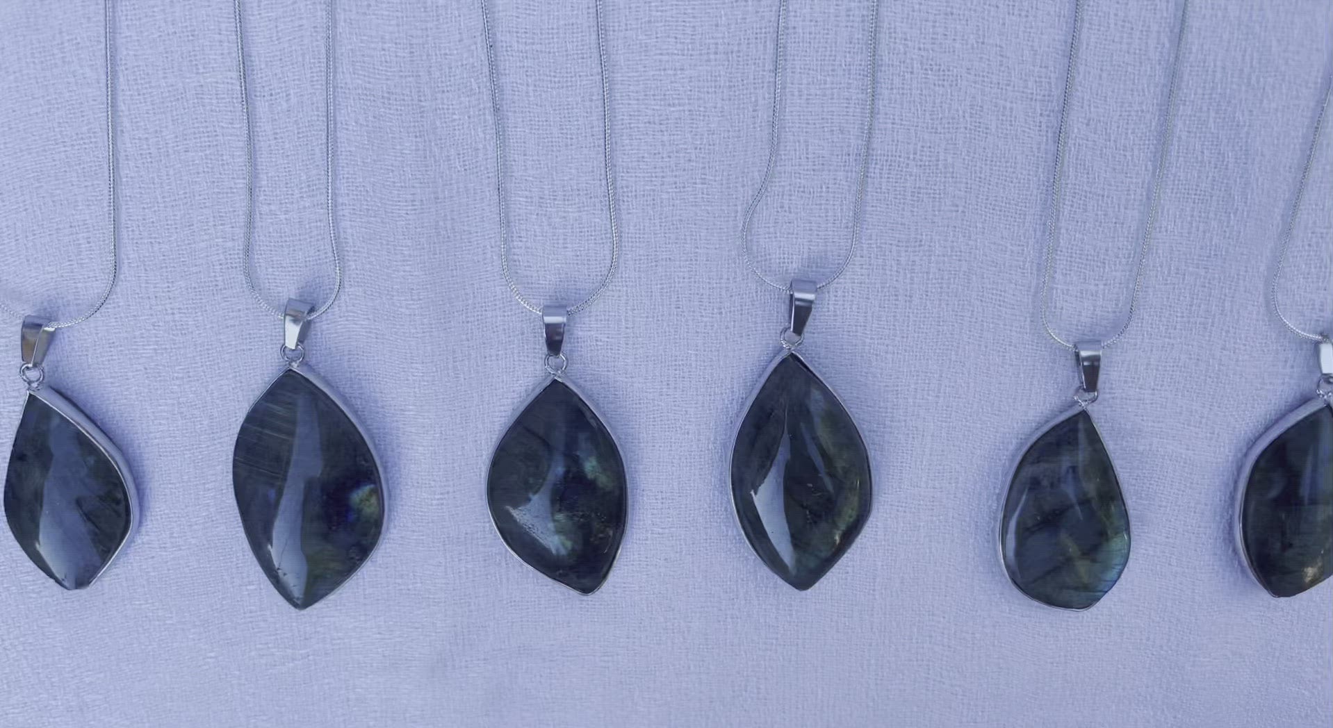 Labradorite Leaf Necklace ~ Sterling Silver Chain