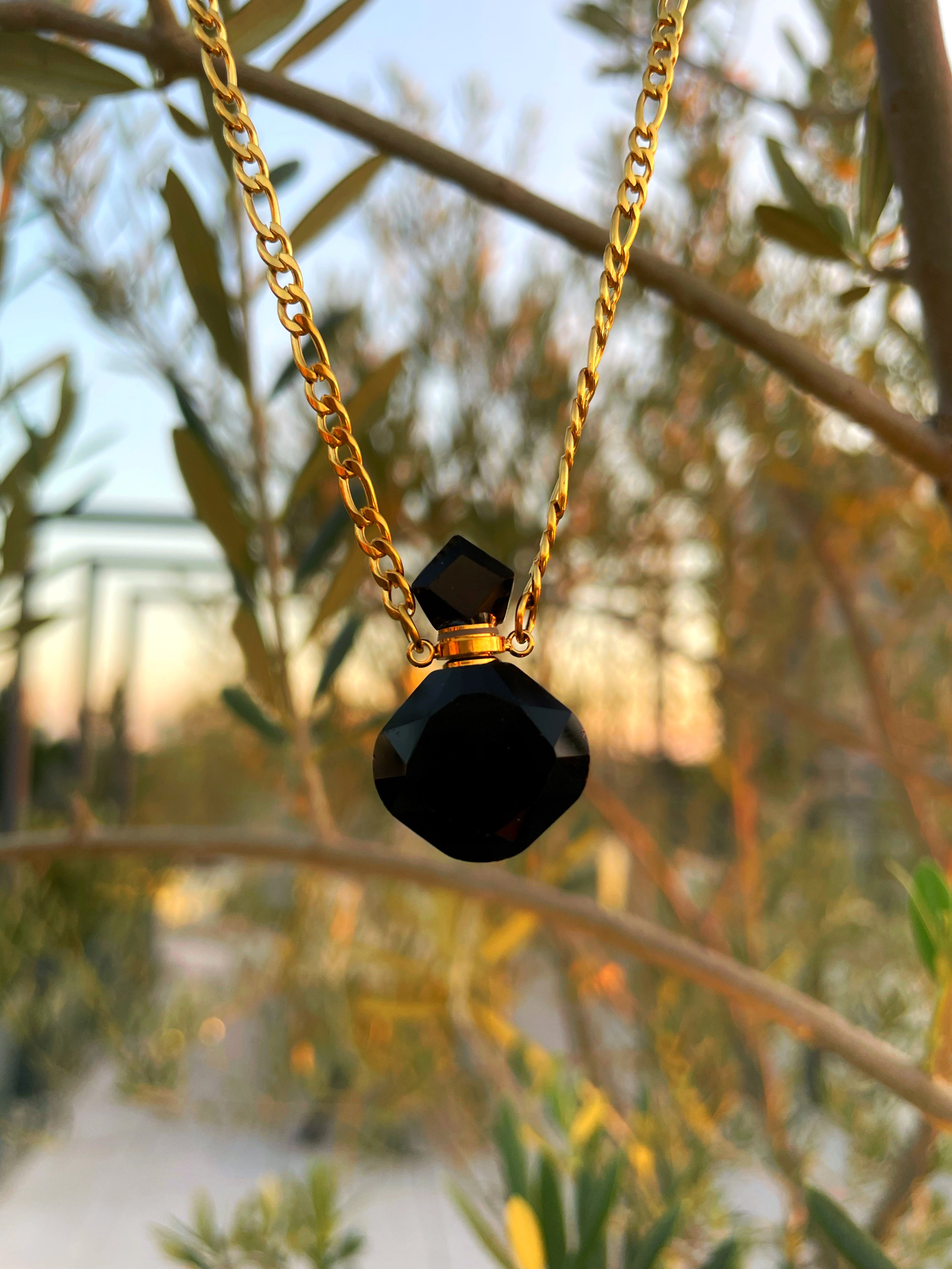 Essential Oils Obsidian Necklace