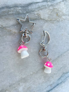 Mushroom Keychain ~ Pink & White