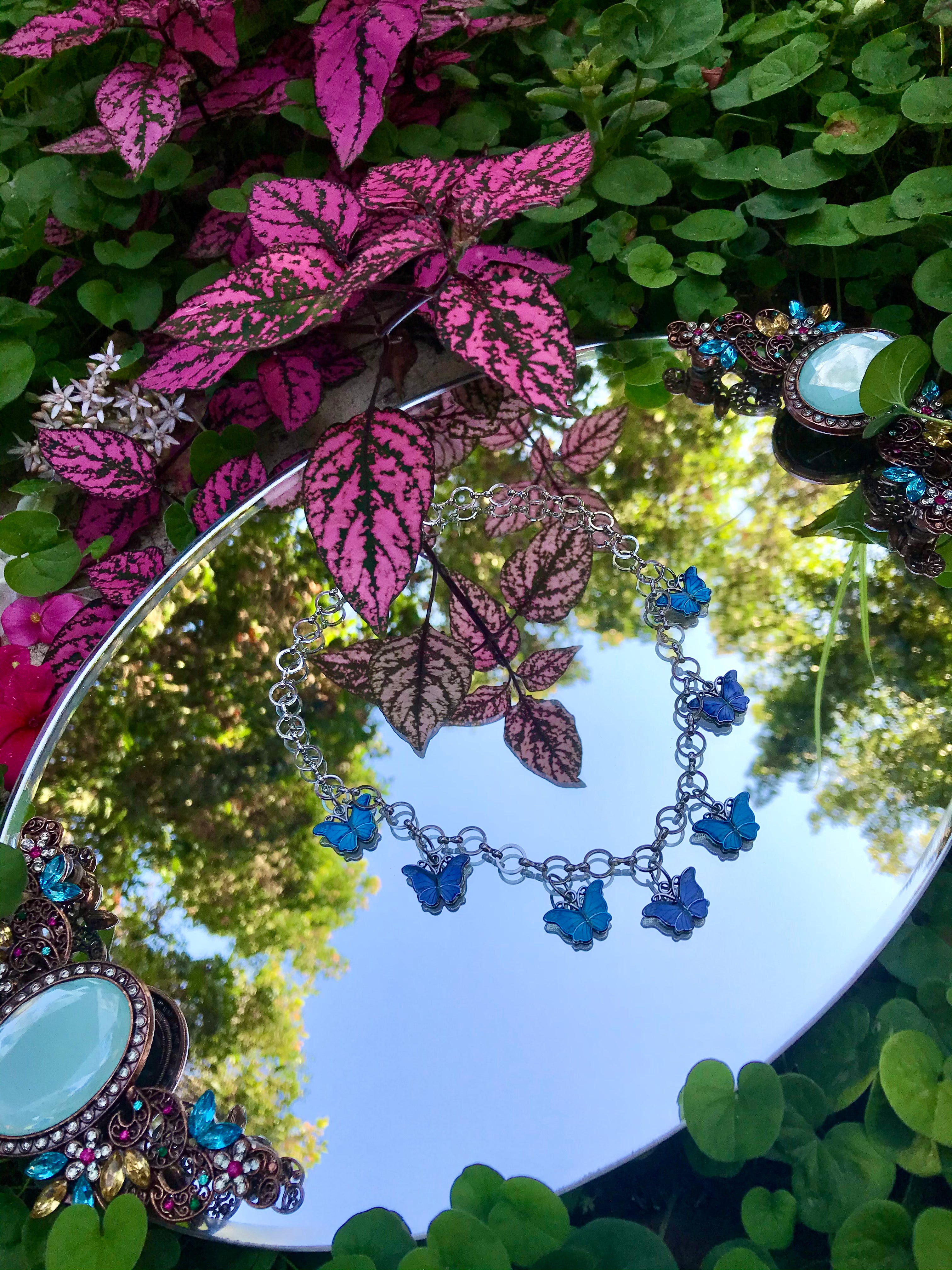 Beautiful Butterfly Necklace ~ Blue