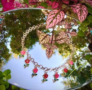 Goddess of Roses Necklace ~ Pink & Red