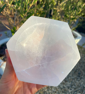 Hexagon Selenite Bowl ~ High Vibrational Cleansing