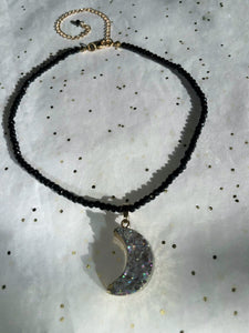 Beaded Moon Choker Necklace