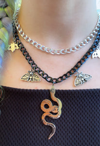 Layered Snake Charmer Necklace ~ Black & Silver