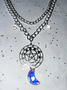 Zodiac Moon Necklace ~ Silver