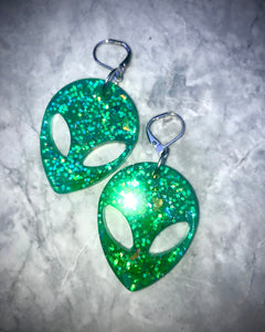 Alien Resin Earrings ~ Custom Glow in the Dark