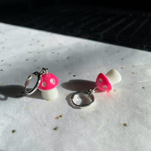 Mushroom Earrings ~ Pink & White