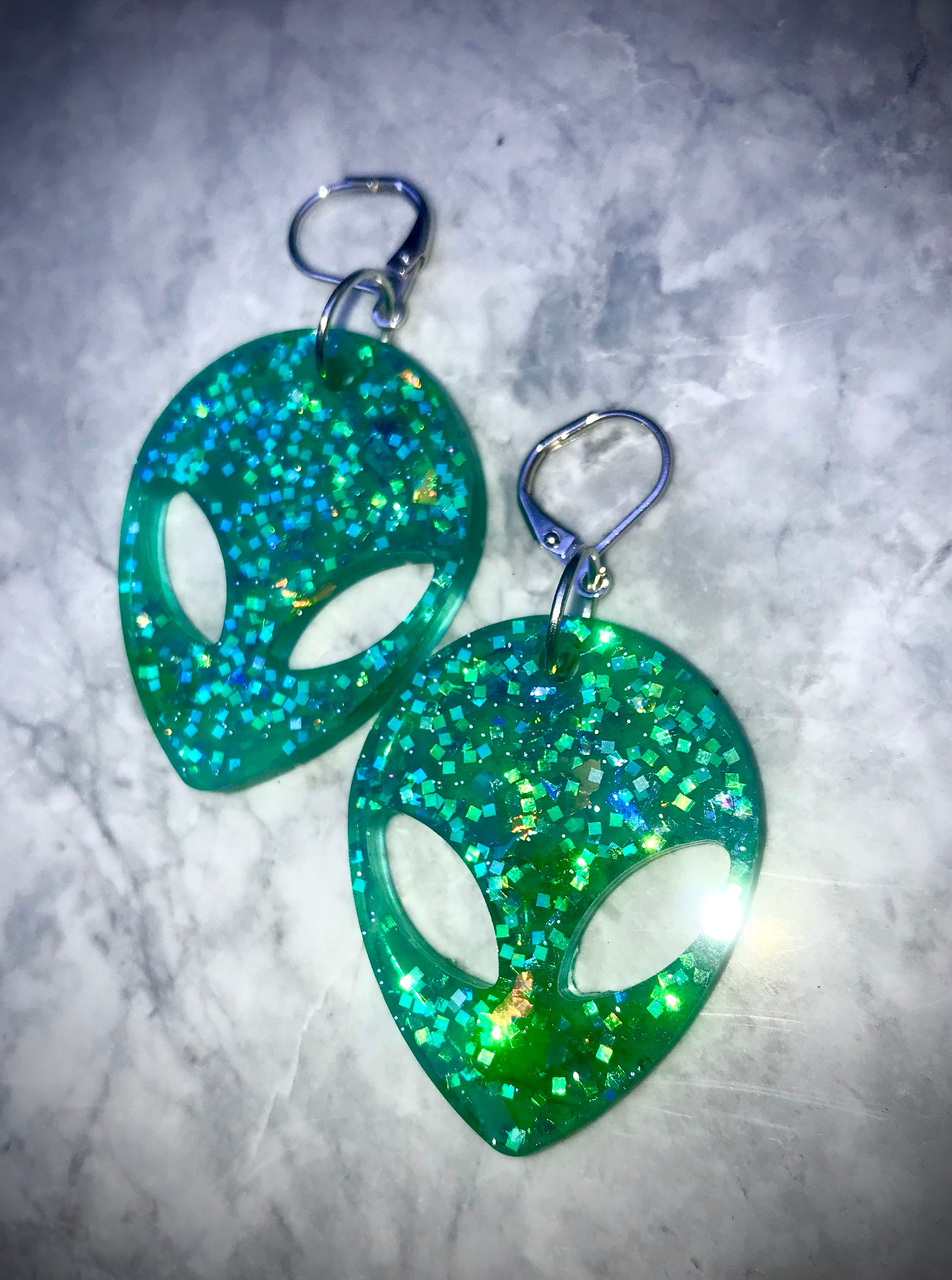 Alien Resin Earrings ~ Custom Color