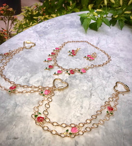 Goddess of Roses Body Chain ~ Pink & Red