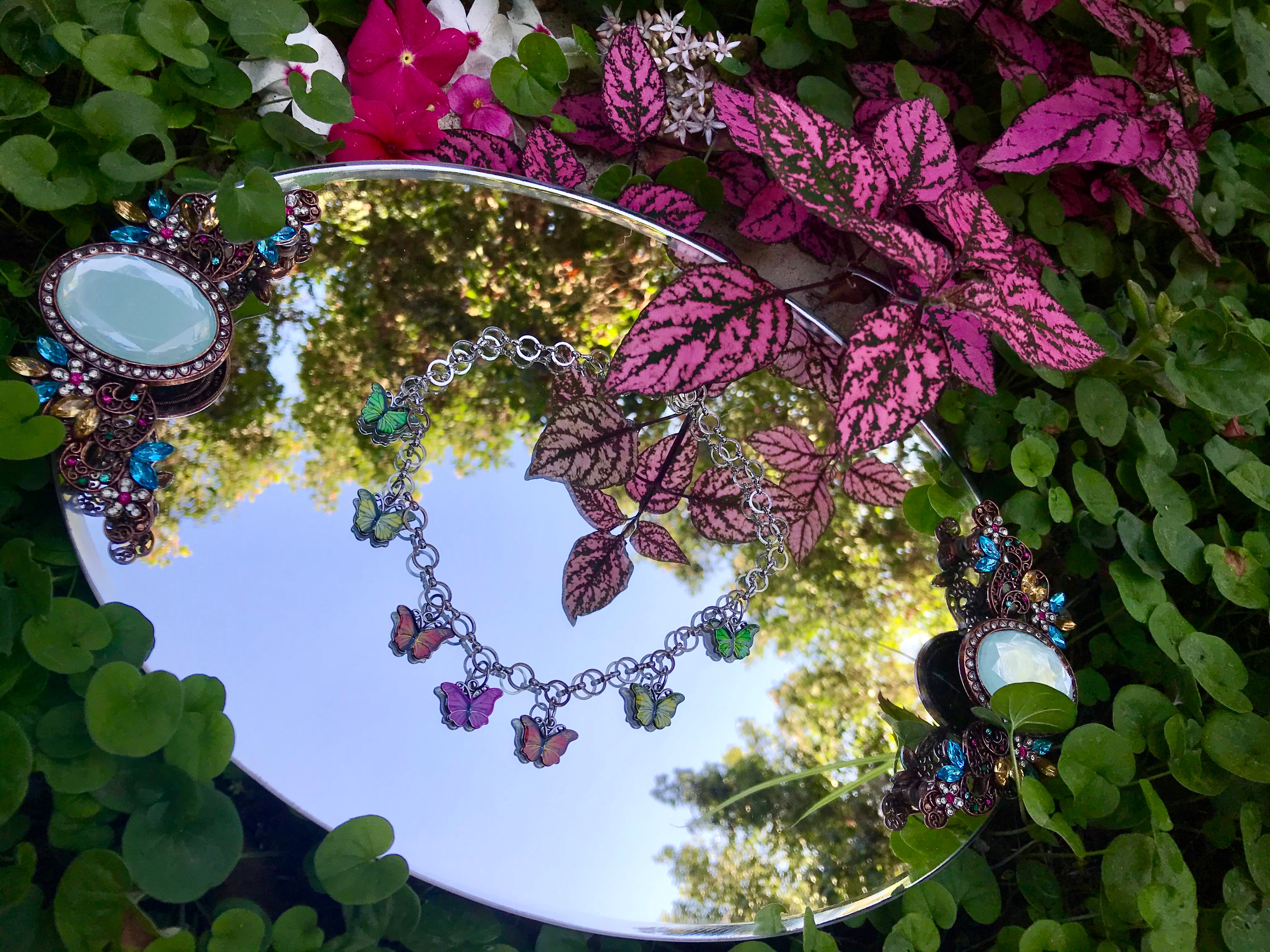 Beautiful Butterfly Necklace ~ Rainbow