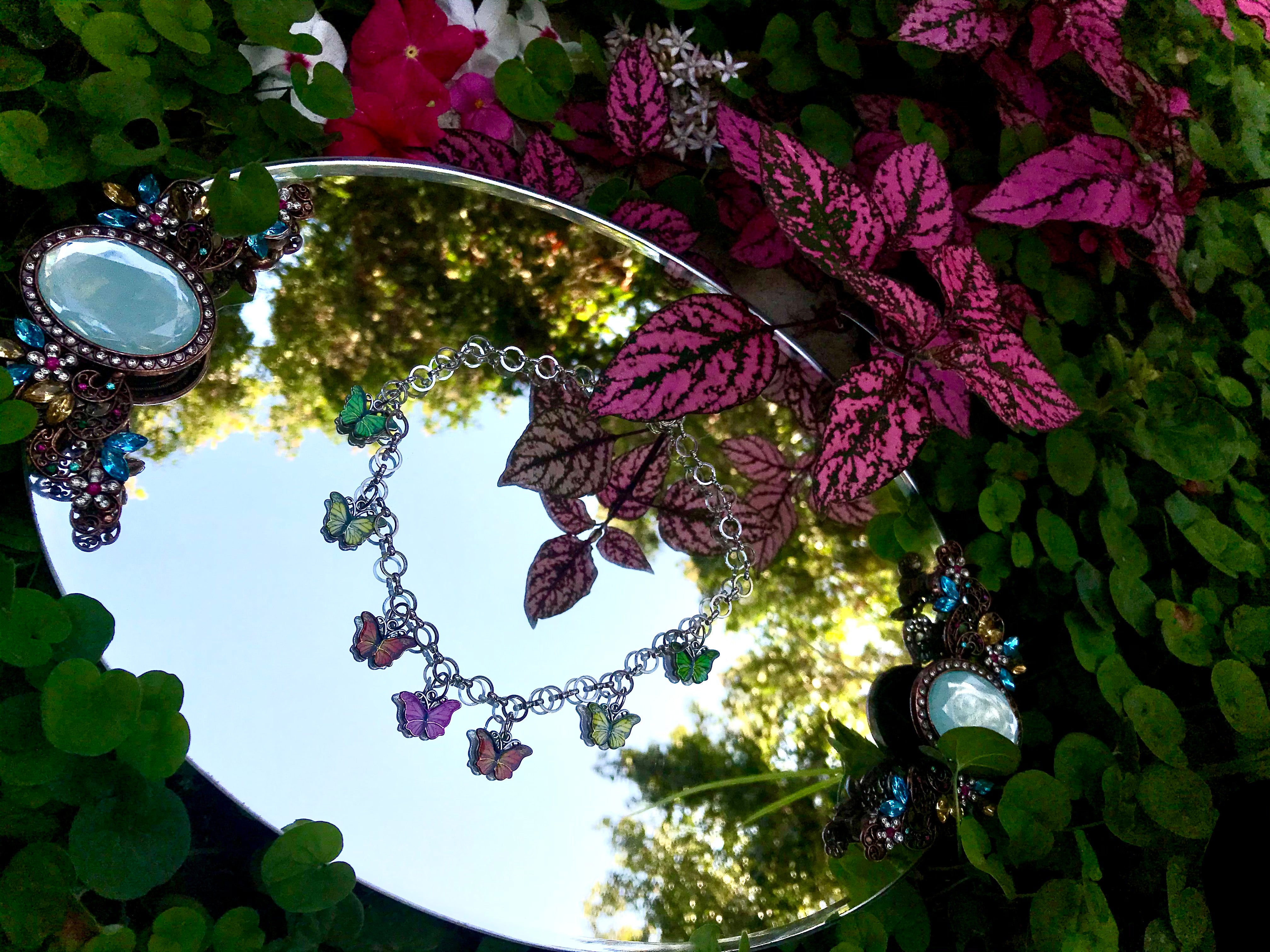 Beautiful Butterfly Necklace ~ Rainbow