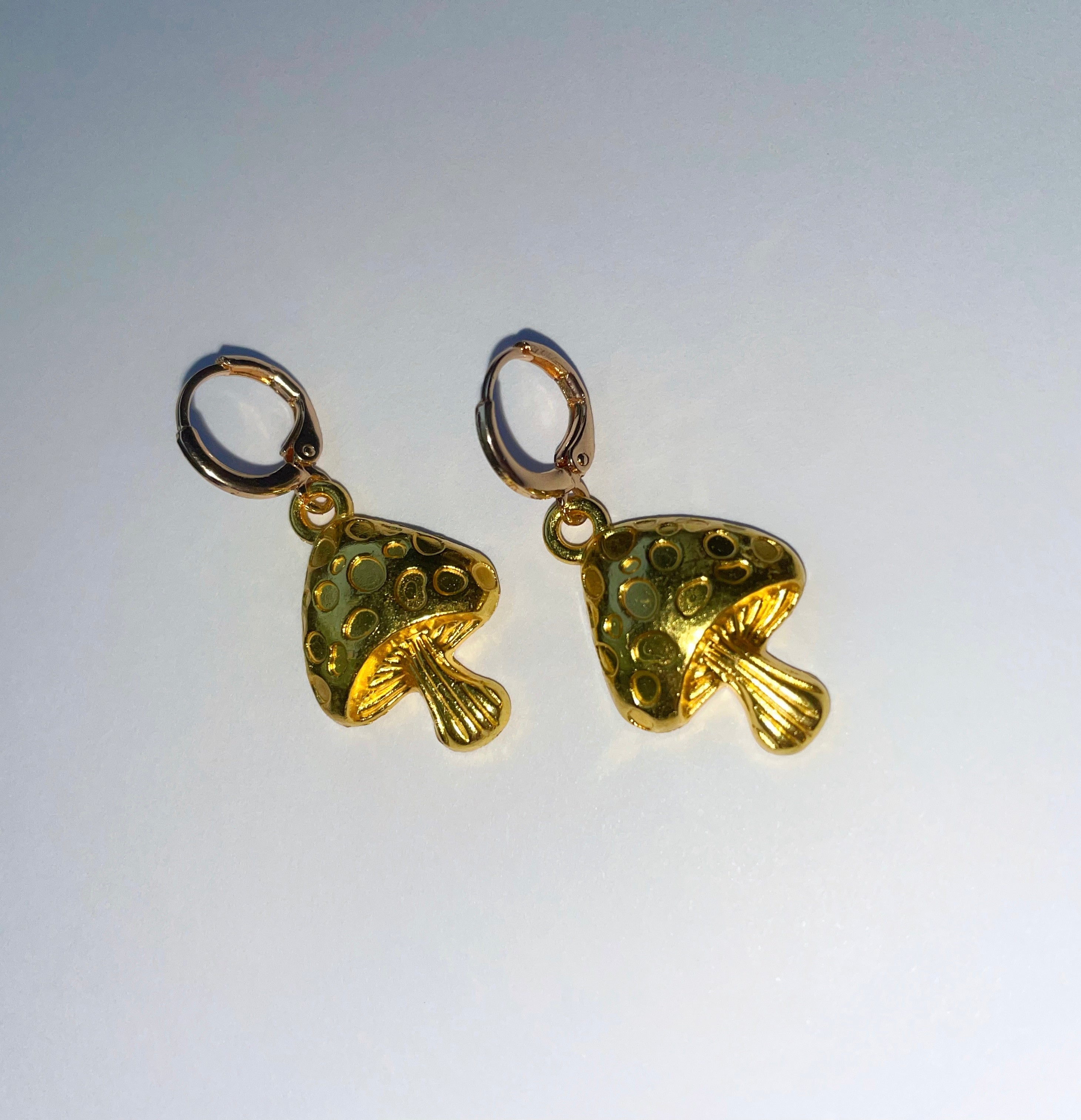 Golden Mushroom Earrings