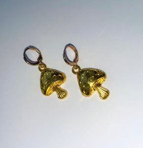 Golden Mushroom Earrings