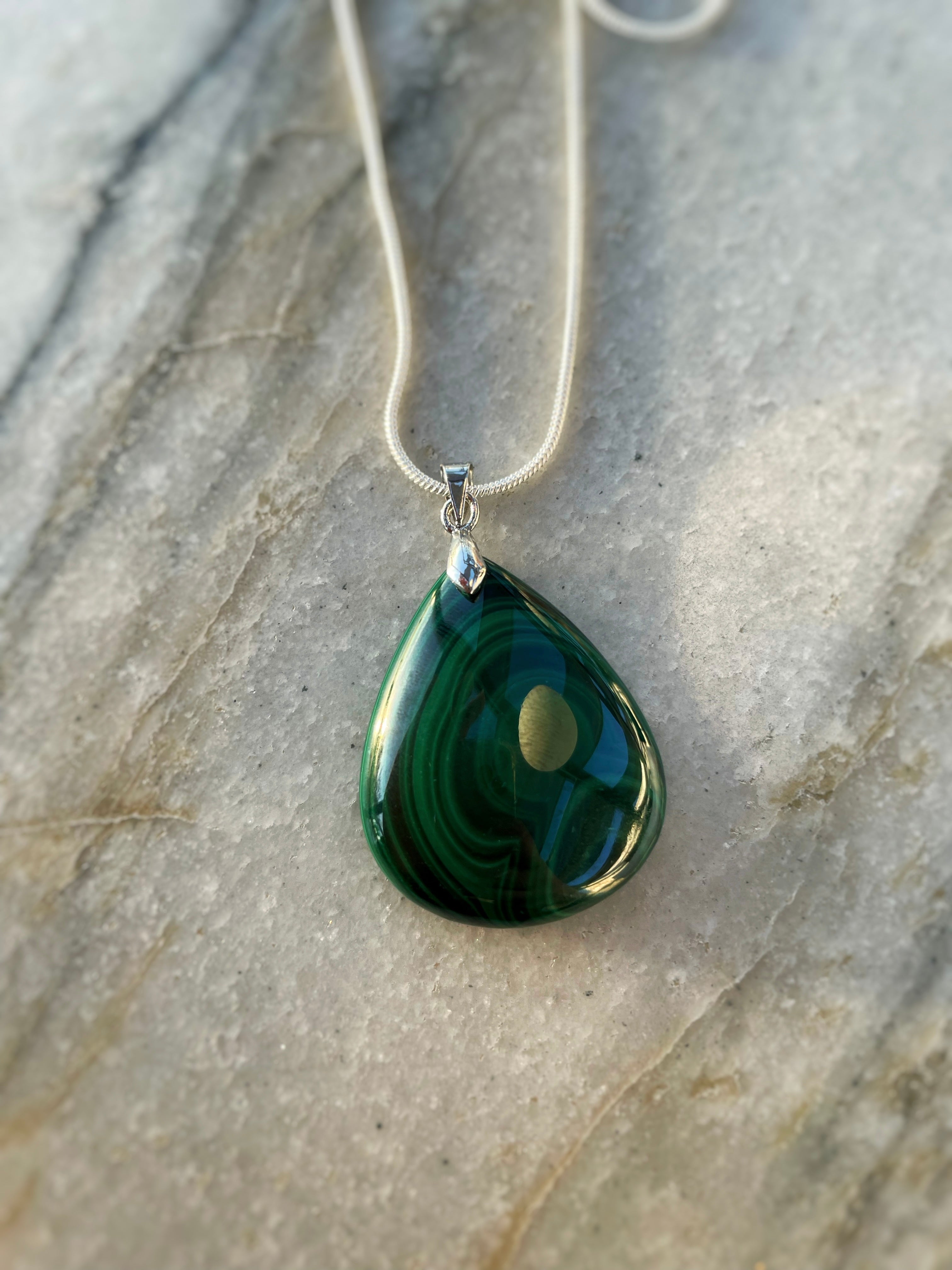 Malachite Drop Necklace ~ 1