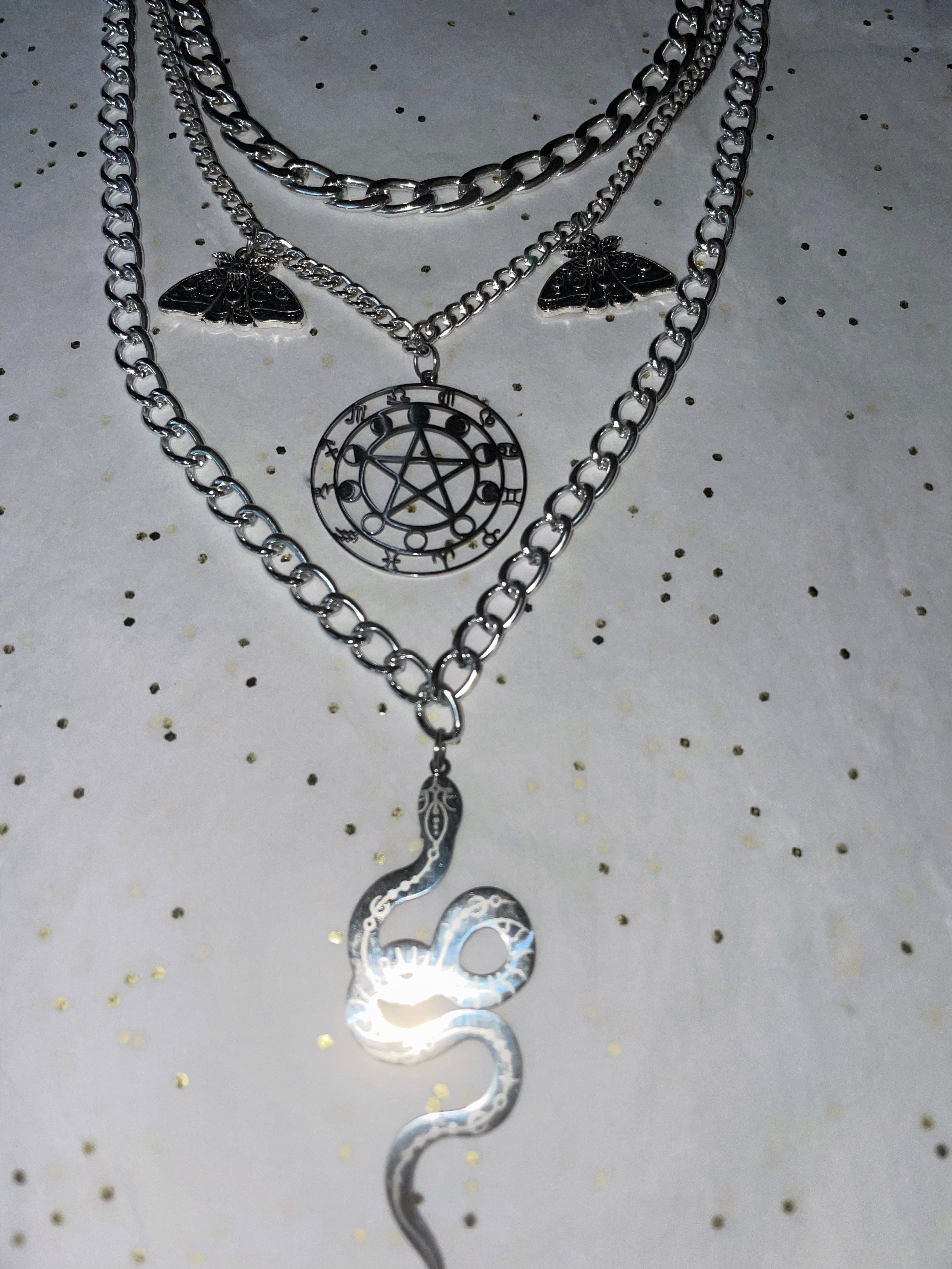 Layered Zodiac Necklace ~ Silver