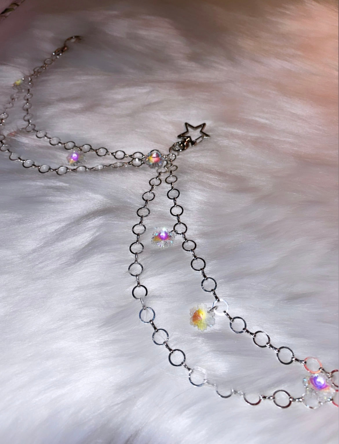 Snowflake Sparkle Body Chain ~ Light Rainbow