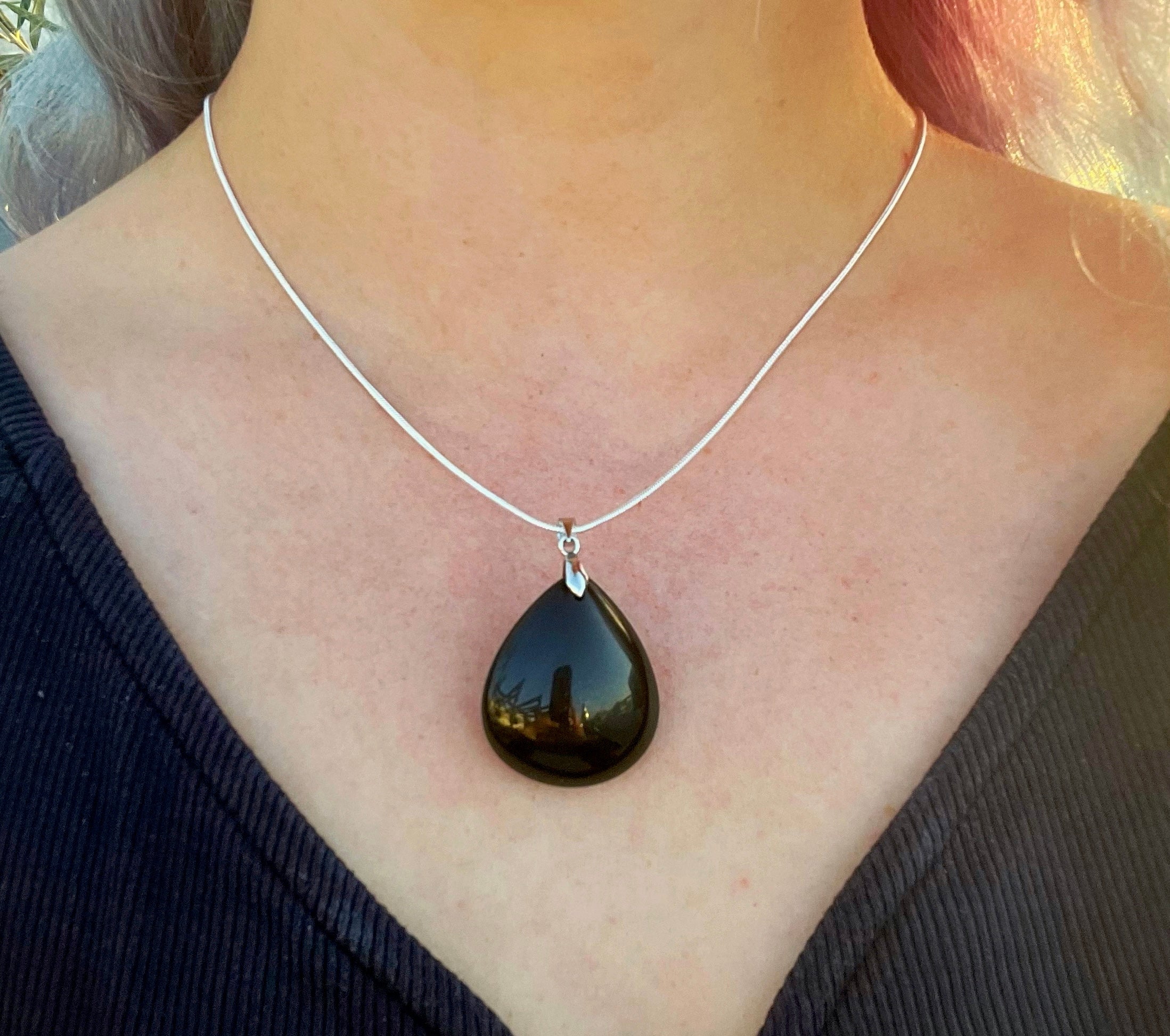 Obsidian Drop Necklace