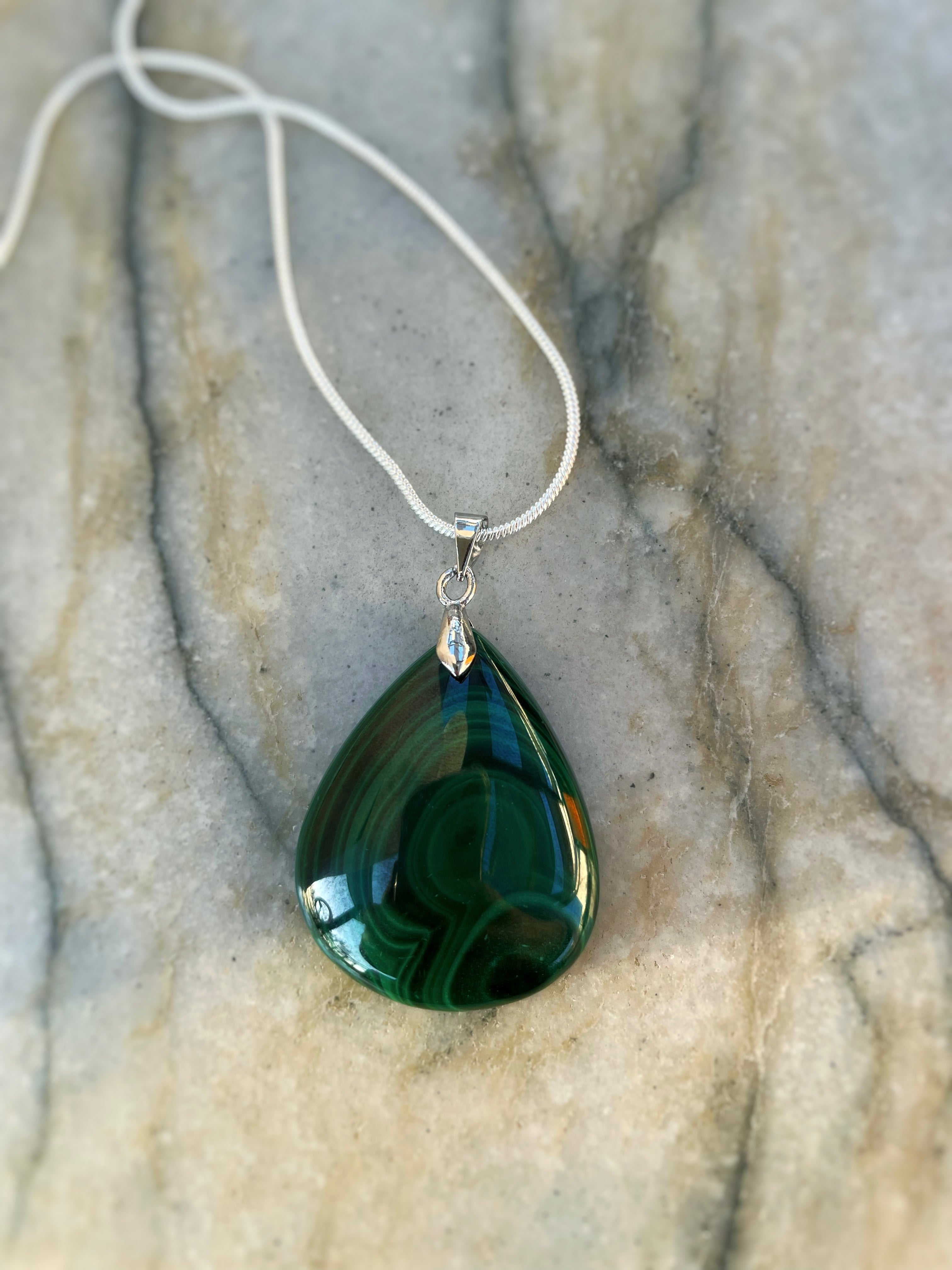 Malachite Drop Necklace ~ 1