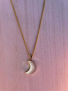 Druzy Moon Necklace ~ Gold