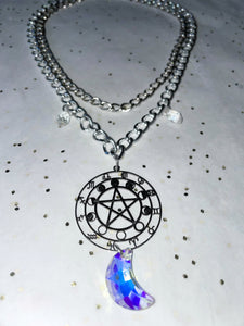 Zodiac Moon Necklace ~ Silver